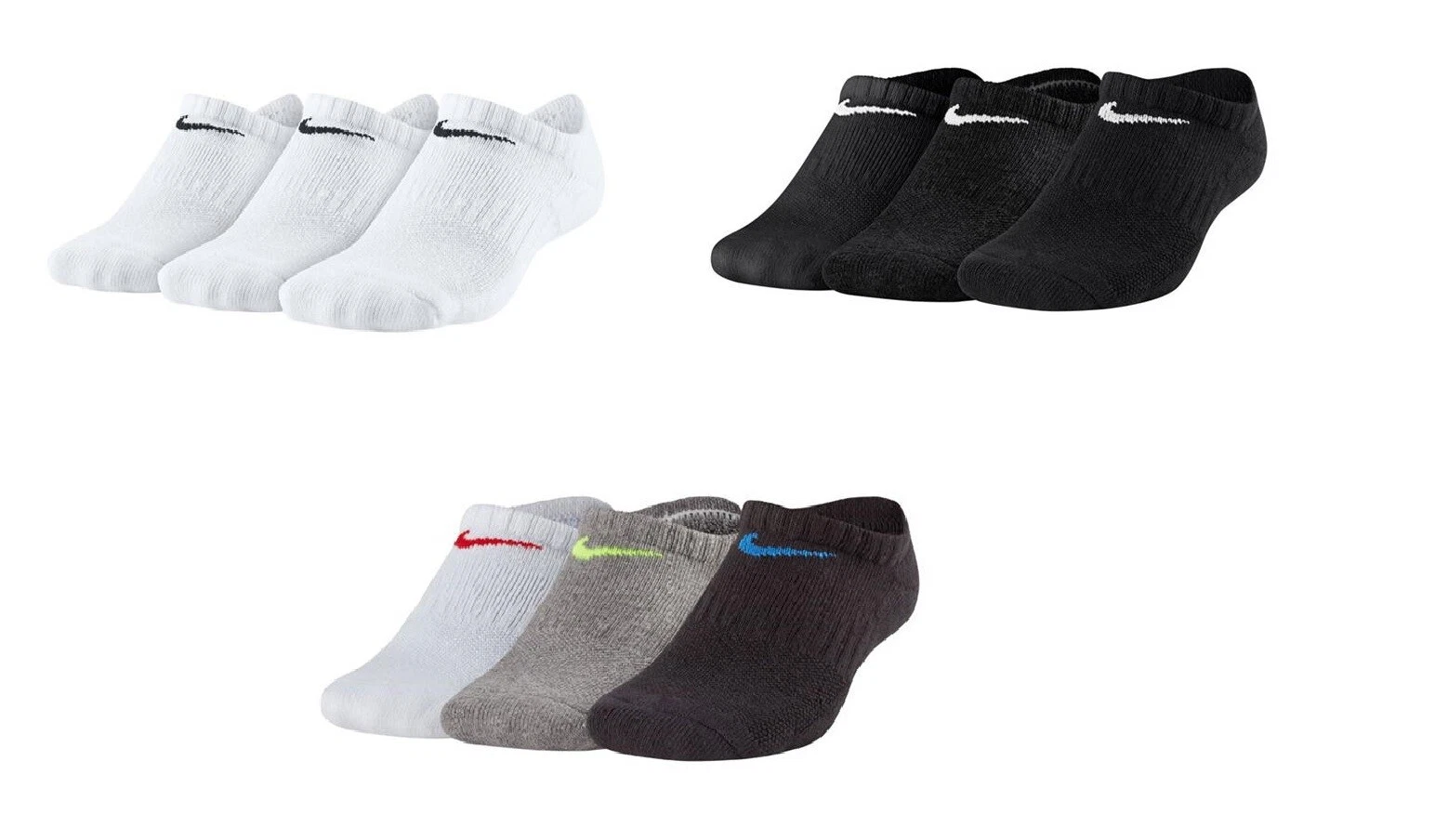 NIKE 6 PAIR PACK NO SHOW TRAINER LINER SOCKS ANKLE SOCKS SIZES 2 - 8 UK