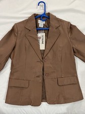 Chadwick’s Size 10p Women’s Brown Tan Genuine Leather Button Up Jacket Nwt