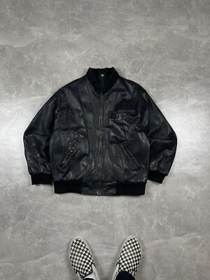 90s vintage leather flight jacket y2k