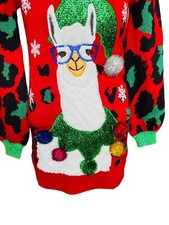 Ugly Christmas SWEATER Llama Small 40 Blingy pom pom Appliqu 33 Degrees Xlnt