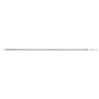 Sterling Silver 925 4mm Semi Solid Square Franco Chain Rhodium Plated