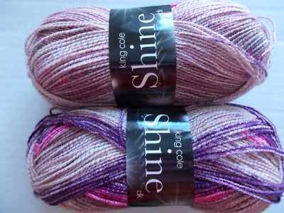 King Cole Shine DK sparkly gradient yarn, Blossoms, lot of 2 (310 yd ea)