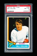1974 OPC HOCKEY 364 BILL COLLINS PSA 8 NM-MINT BLUES