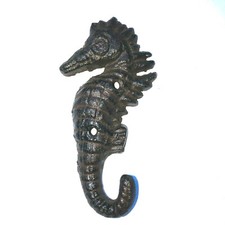 Cast Iron Seahorse Wall hook, rust patina, 5.5"