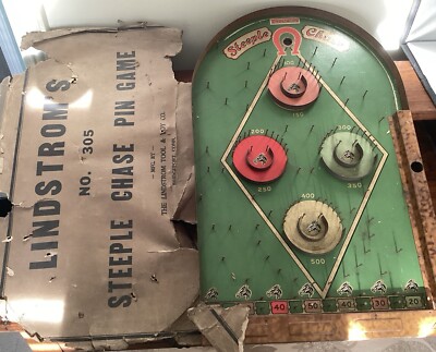 VINTAGE ORIGINAL 1930 s LINDSTROM S TOOL & TOY CO 305 STEPLECHASE PINBALL GAME