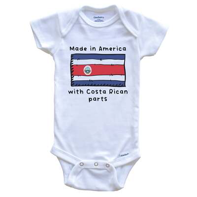 Made In America With Costa Rican Parts Costa Rica Flag One Piece Baby Bodysuit
