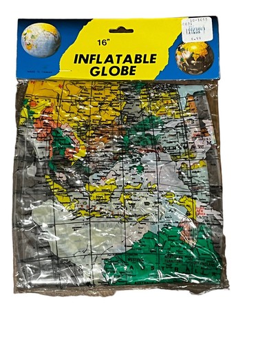 Vintage Inflatable Earth Globe World Map Beach Ball 1990s 16" Clear - Picture 2 of 11