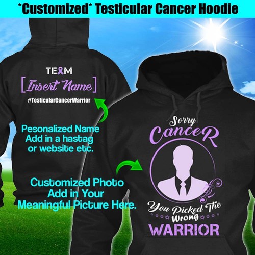 Personalized Testicular Cancer Awareness Hoodie Warrior Orchid Ribbon Youth Gift - Picture 2 of 7