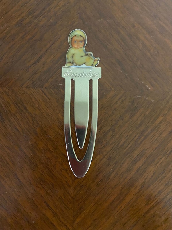 Vintage Snowbabies Enameled Bookmark 4" Gold Tone - Hard to Find Accessory