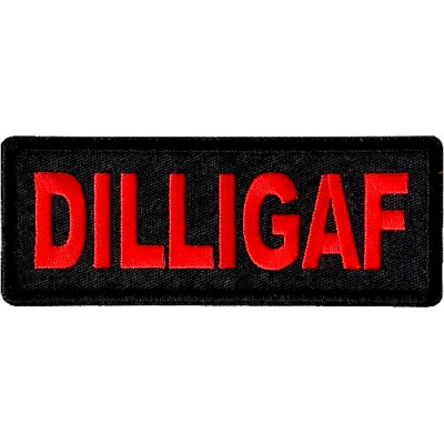 DILLIGAF  RED ON BLACK  RIDE FREE  4'' X 1.5''  EMBROIDERED BIKER / IRON ON PATCH