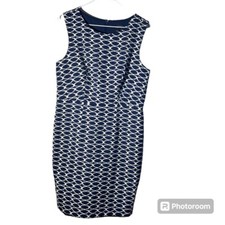 The Limited Casual Modern Pattern Navy Blue & White Sleeveless Boat Neck Size 8P