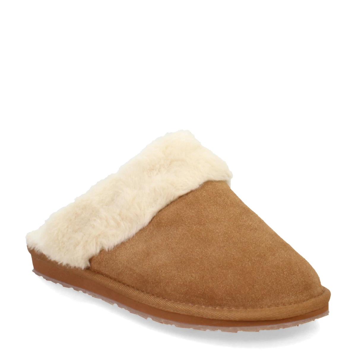 Women s Clarks Scuff Slipper LB0560 211 Cinnamon Faux Fur Suede