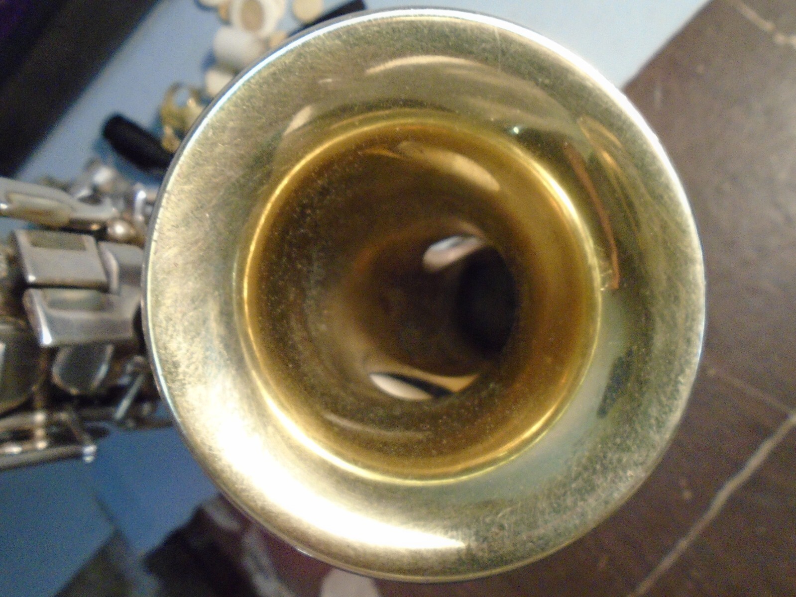 ANTIQUE CG CONN CURVED SOPRANO SAXOPHONE SILVER ELKHART INDIANA USA