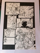 POWDER BURN #1 original comic art SCI FI MANGA COPS CRIMSON RAVENS 1999 SIGNED 