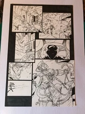 POWDER BURN #1 original comic art SCI FI MANGA COPS CRIMSON RAVENS 1999 SIGNED 