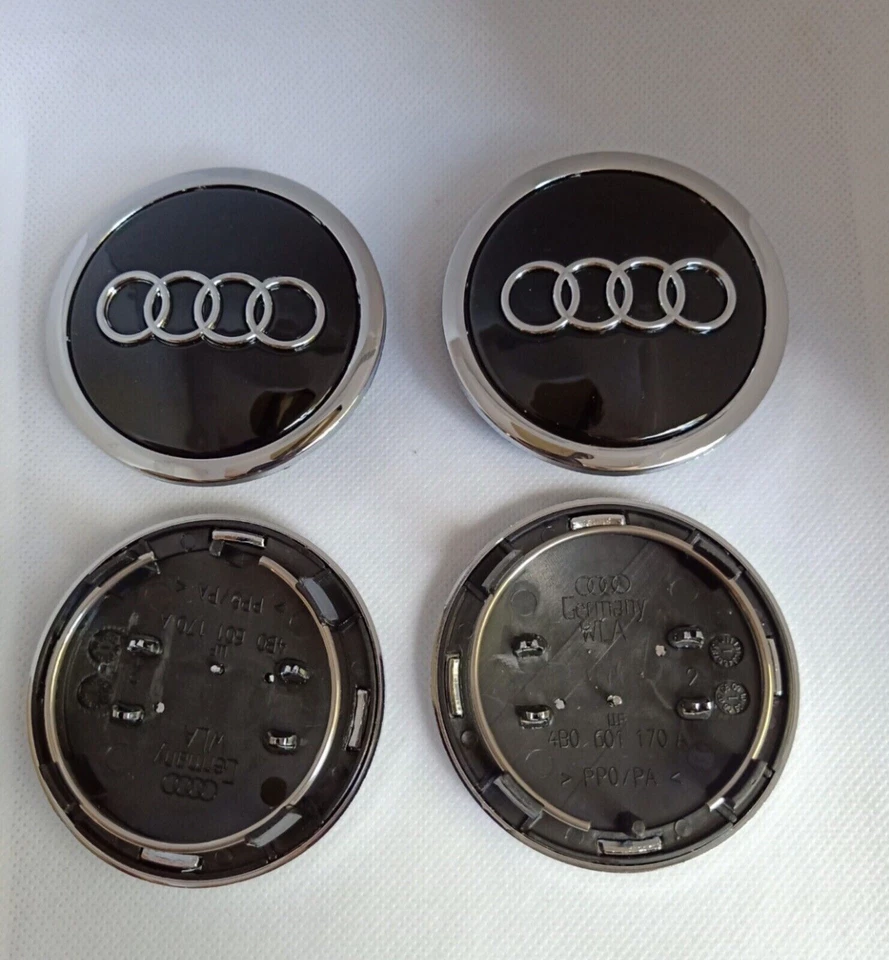 Lot de 4 Centres de roue cache moyeu Noir 69mm AUDI A3 A4 A5 A6 TT - Photo 3/3