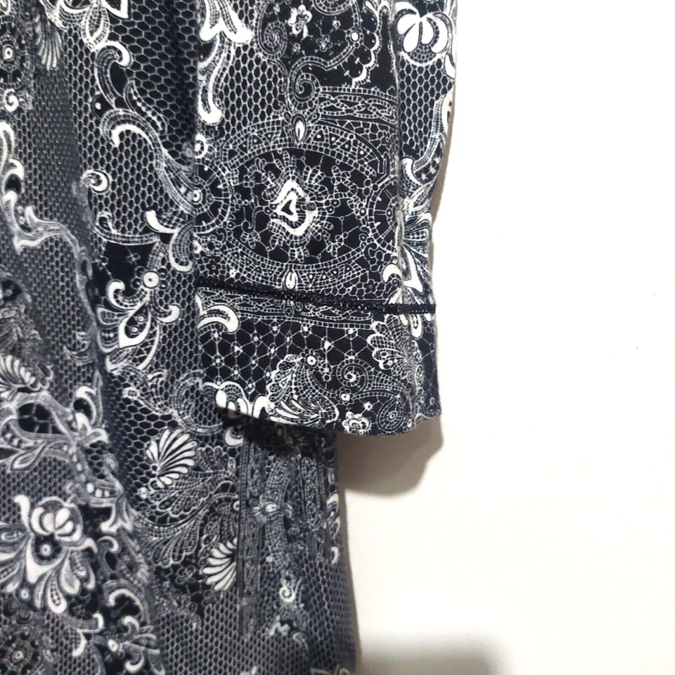 Soma Intimates Womens Sm Sleepwear Lounge Dress Stretch 3/4 Sleeve Black White - Image 2 of 4