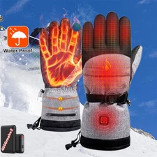 Electric Heated Gloves Rechargeable Battery Hand Warm Windproof Thermal Winter