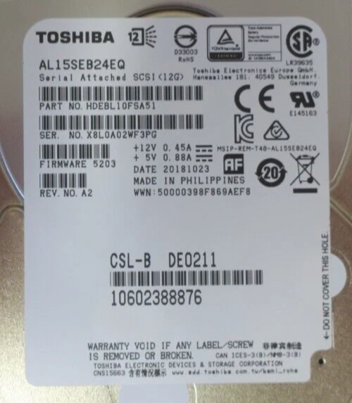 Fujitsu 2.4TB 10K SAS 12G 512e 2.5" Hot-Plug HDD Hard Drive S26361-F5929-L124 - Image 3 of 4