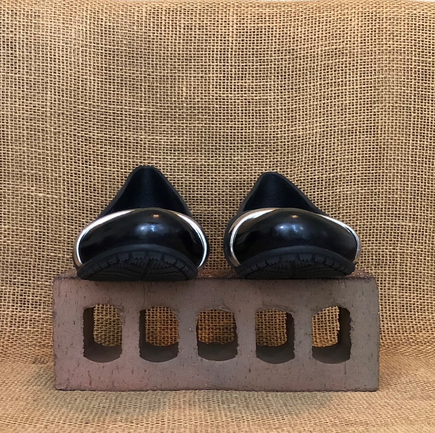 Crocs Women's Rubber Ballet Flat Black with Silver Ac… Gem