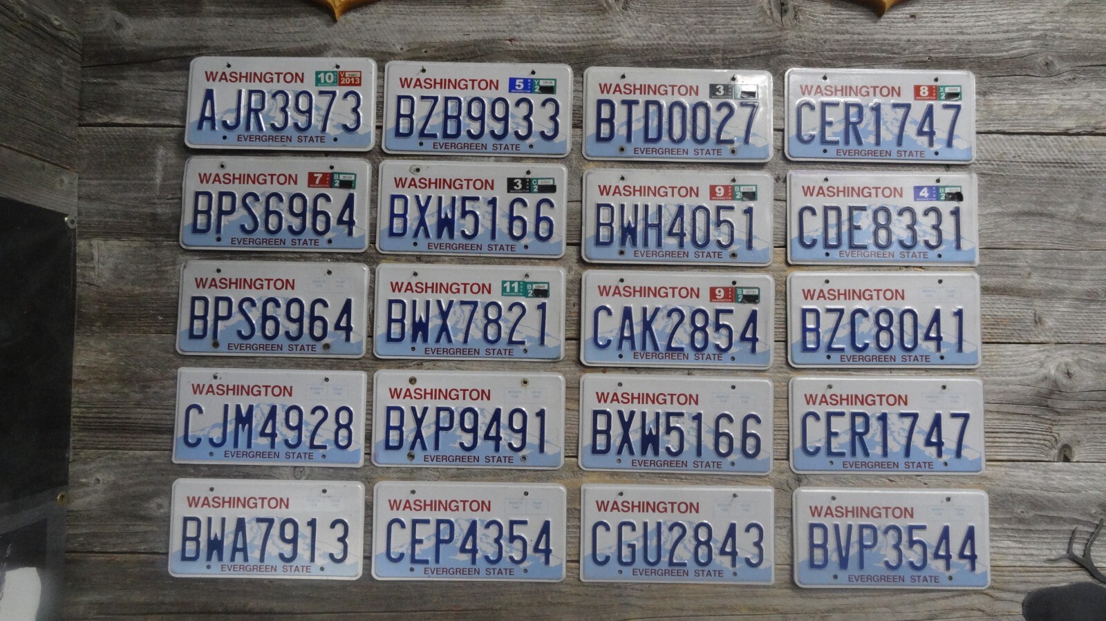 20 Washington Evergreen State embossed license plates Washington for