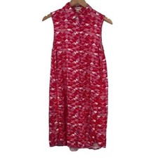 Hatley Shirt Dress Womens XS Orange Red Pink Geometric Print Sleeveless Button