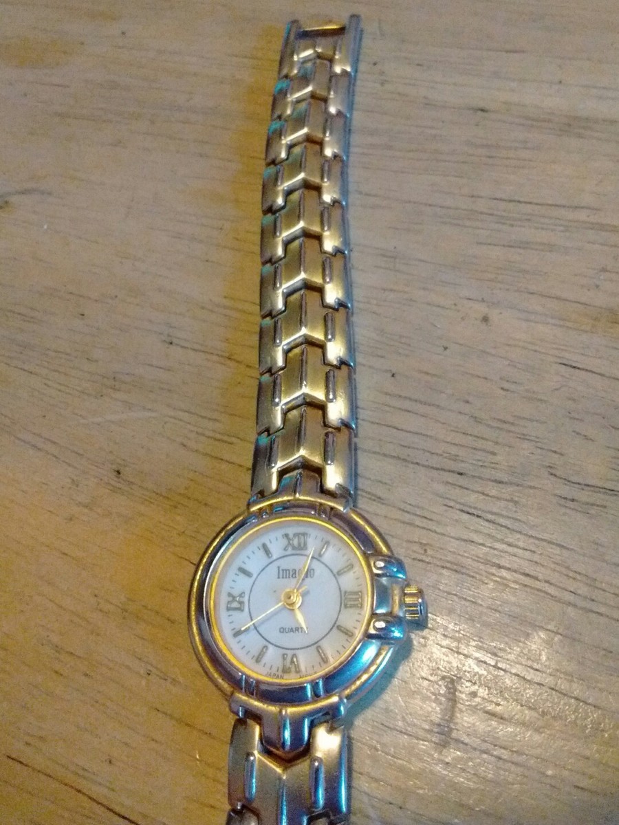 Montre Femme Vintage Imagio - Boîtier Or Jaune 25mm - Cadran Blanc Chiffres Romains - Pile Neuve