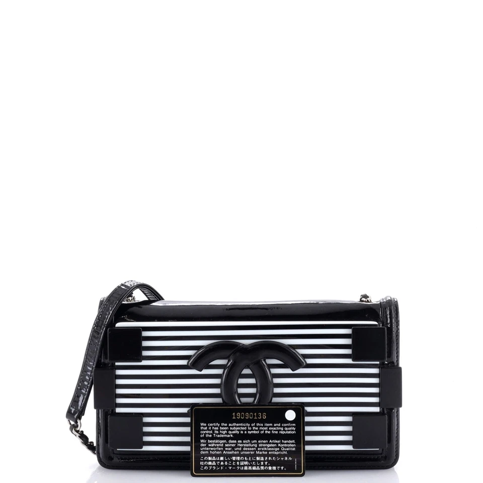 Chanel Boy Brick Flap Bag Striped Patent and Plexiglass Horizontal - Image 2 of 4