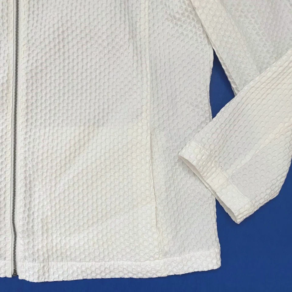 Chaqueta Eileen Fisher Grande Marfil Cuello Mandarín Elastizada $298 Cremallera Nueva con Etiquetas Nueva L Foto 2 de 4