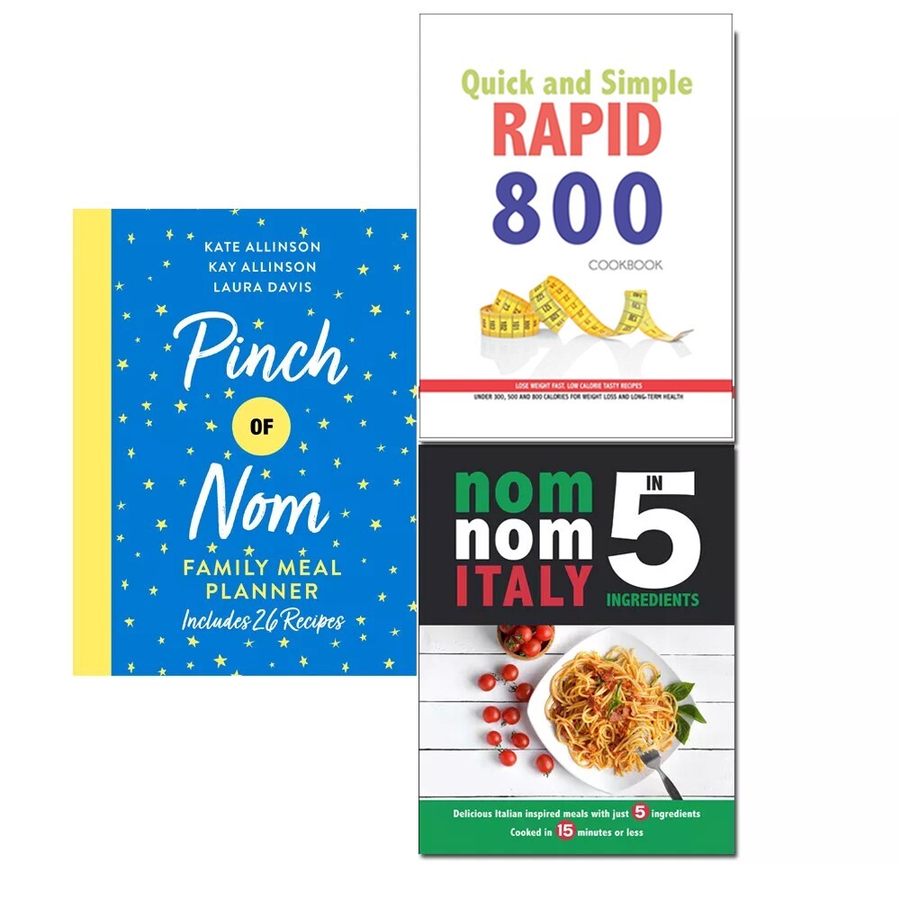 Set of 3 Books Pinch of Nom Family Meal Planner, Nom Nom Italy In 5 Ingredients