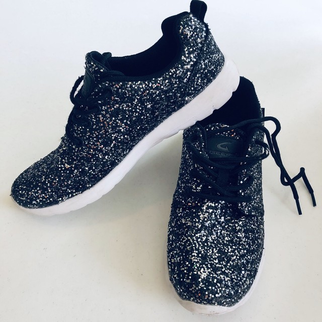 black sparkle sneakers womens