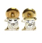 GIA 14k yellow gold 1.08ct VVS1 SI1 F G princess diamond stud earrings NATURAL — photo 1