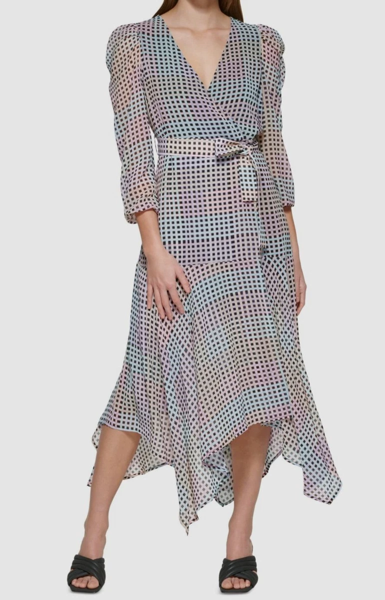 Calvin klein gingham printed midi dress 2025