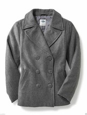 NEW NWT OLD NAVY Kids Girls Wool-Blend Coat Peacoat HEATHER GREY GRAY XS 5 5T