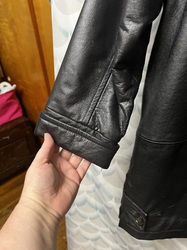 Woman’s Black Leather Oversized Jacket Size Large - Picture 5 of 12