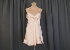 Vintage 1930s Peach Silk Teddy with Ecru Lace, 36 bust, button crotch
