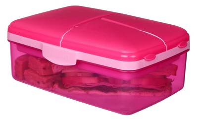 Sistema Lunch Slimline Quaddie Lunchbox 21,7 x 14,6 x 7,6 cm  mit Flasche pink