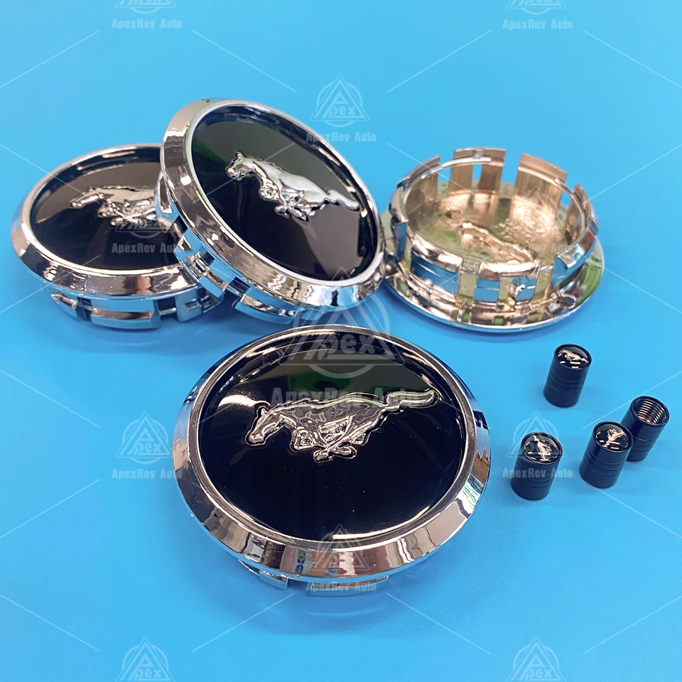 8pcs 68mm For Mustang GT Black Silver Horse Wheel Center Caps Hub Rim Caps - Image 4 of 4