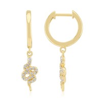 Cavill Ohrringe Damen 925 Silber Vergoldet WeißEr Topas 0,20Ct Schlange