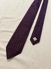 Burberry Silk Tie Made in Italy Red Blue Pattern Excellent Condition