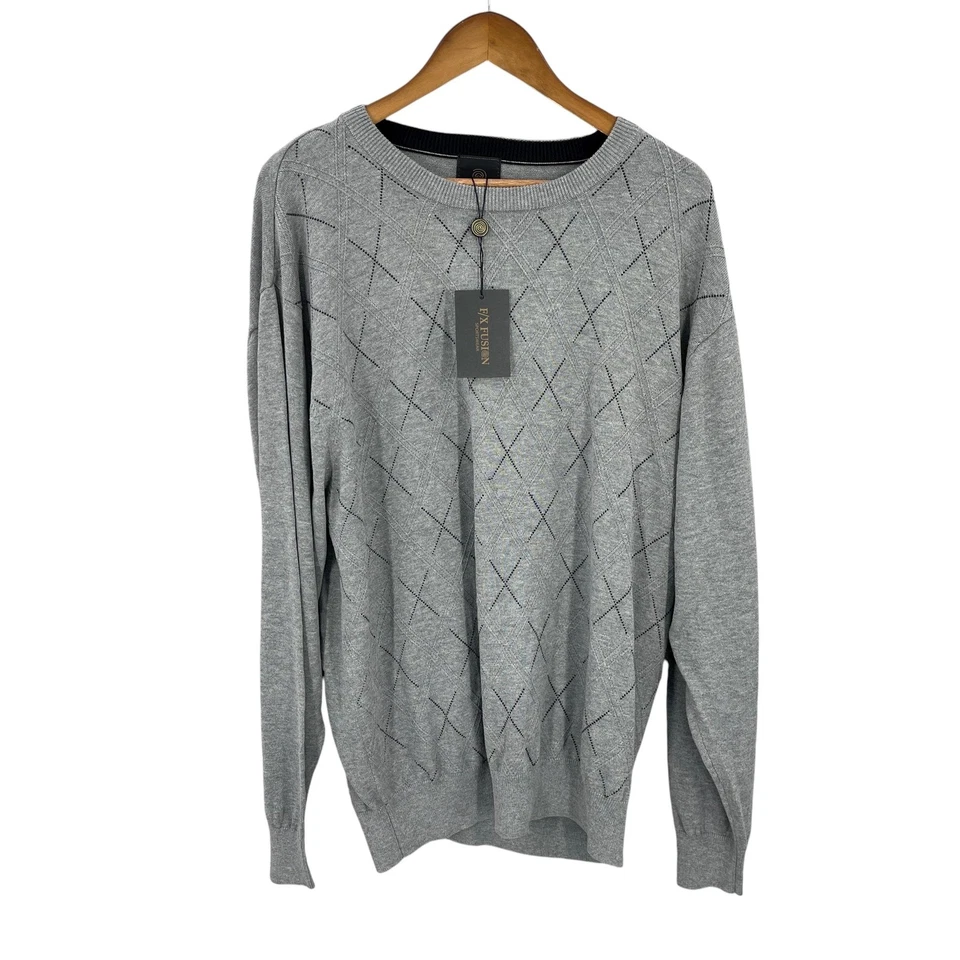 FX Fusion Academia Sweater Men Preppy Career Work Argyle Diamond Knit Size XXL - Image 3 of 4