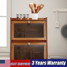 15.7 11 19.7 in 3-Tier Kitchen Storage Cabinet with Door, Dark Brown