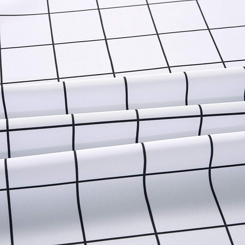 Fabric Shower Curtain, White and Black Geometric Resistant Waterproof 72 x 72... - Picture 2 of 7