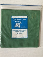 Cross Stitch Fabric Charles Craft Green Size 12x18 Aida 14 Count 100 Cotton New