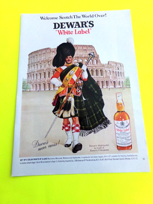 Dewar's White Label Whisky Ad Dewar's Highlander In Front Of Romae's Colosseum