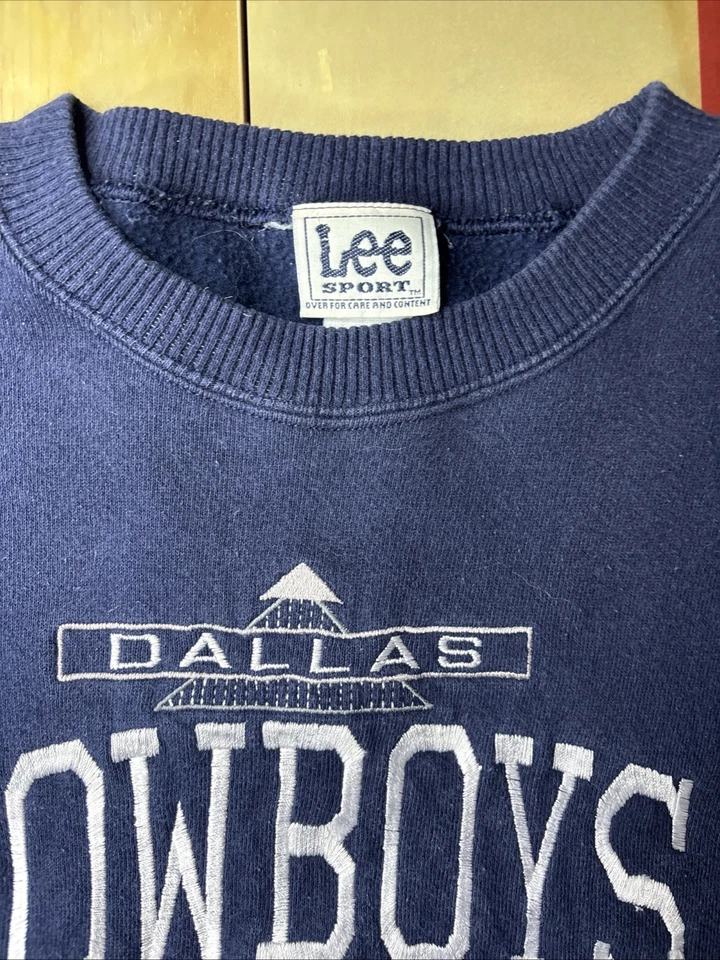 Винтажная мужская толстовка Dallas Cowboys Lee Sport с круглым вырезом большой темно-синий цвет сделано в США - Изображение 2 из 4