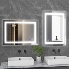 LED Light Bathroom Wall Vanity Mirror Anti-Fog Dimmable Shape Rectangle Mirror
