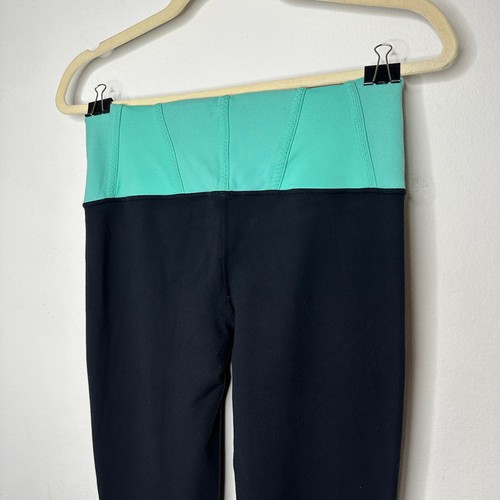 Lululemon Aqua Wide Waist Band Black Flare Yoga Pant Leggings 6 - Picture 5 of 10