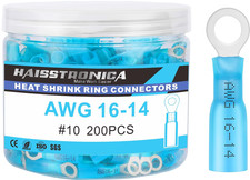 Haisstronica 200PCS Heat Shrink Ring Terminals 10 Blue 16-14 AWG Marine