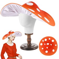 20 Inch Mushroom Hat Costume Cosplay Oversized Felt Cap with Wired Brim Orange